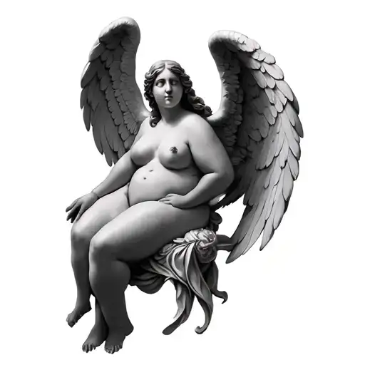 nude chubby angel tattoo design idea