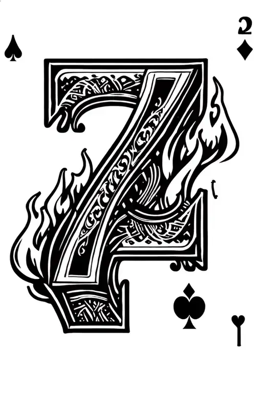 7 and a 2 poker cards burning tattoo design idea