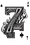 7 and a 2 poker cards burning tattoo design idea