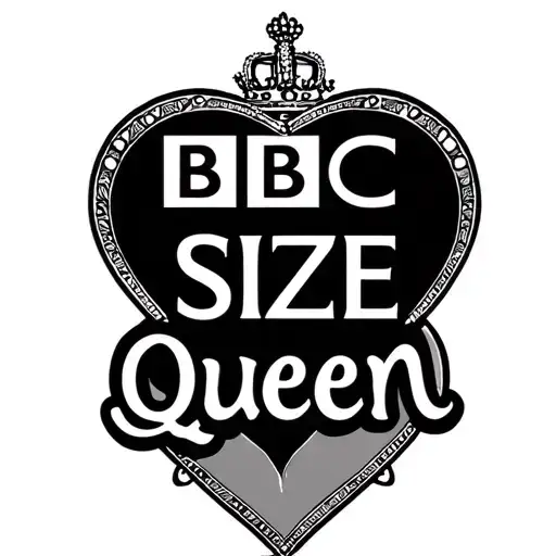 "BBC SIZE QUEEN" heart shape tattoo design idea