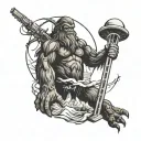 Create a forearm sleeve tattoo containing Sasquatch carrying a plunger, an octopus and the Seattle space needle with the tattoo design idea