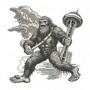 Create a forearm sleeve tattoo containing Sasquatch carrying a plunger, an octopus and the Seattle space needle with the tattoo design idea