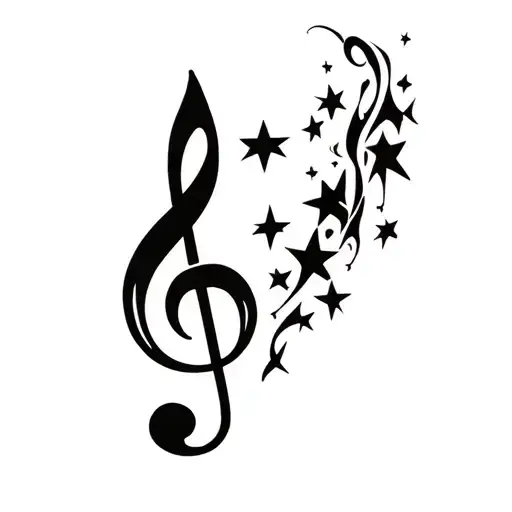 treble clef with stars tattoo design idea