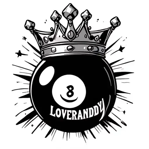 "LOVERANDY" "LOVERANDY" crown eight ball merging together tattoo design idea