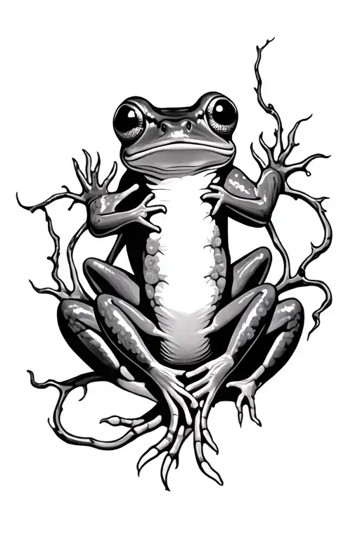 Ayahuasca vine entwined, kambo frog tattoo design idea