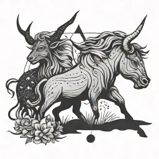 Virgo and Taurus constellations tattoo design idea