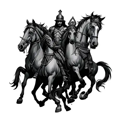 traditional 4 horsemen tattoo design idea