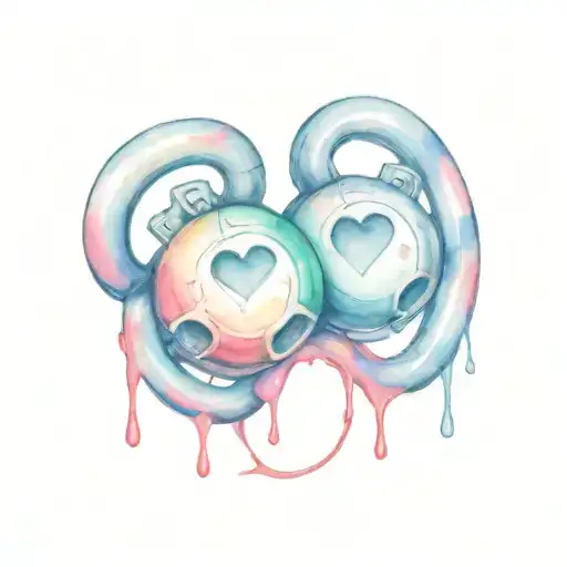 cartoon love bomb stitched up and heart shaped brass knuckles  tattoo design idea