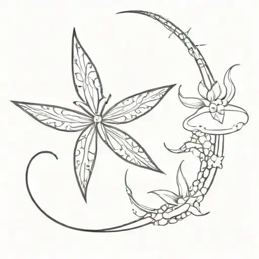 starfish and dragon-fly tattoo design idea