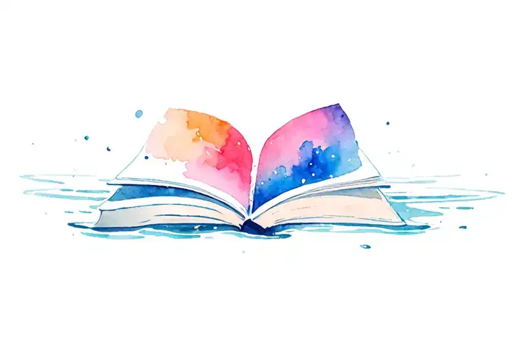 an open book floating in water tattoo design idea