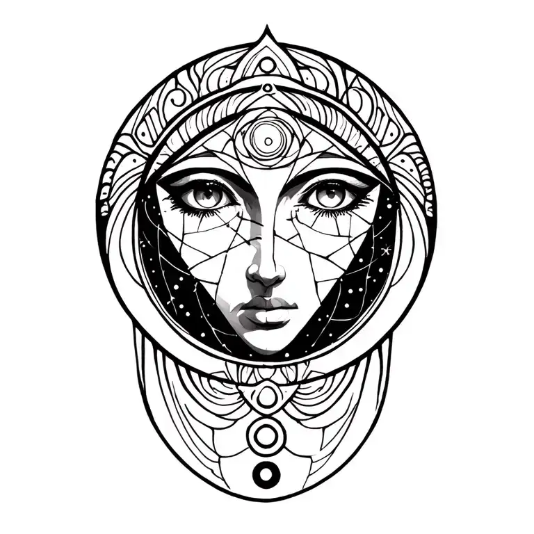 moon and chakras and music tattoo design idea