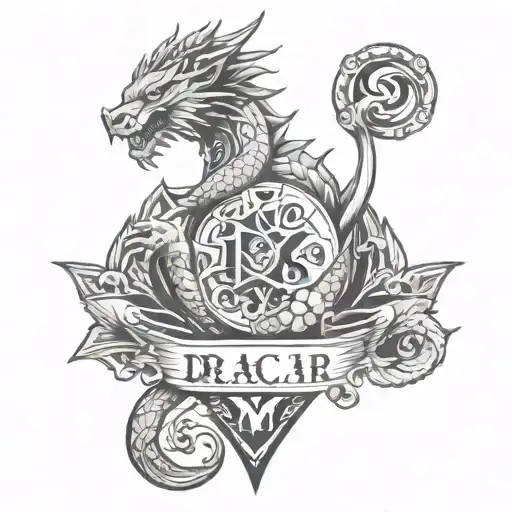 dracar ys, rett logo, V likee victoria tattoo design idea