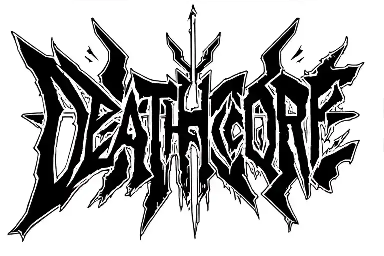 gundam with deathcore font going vertically tattoo design idea