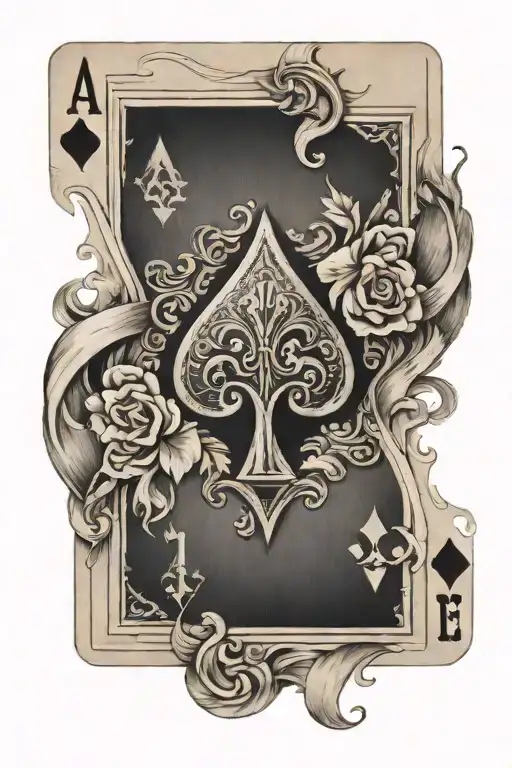 ace of spades overlapping 2 of diamonds playing card tattoo design idea