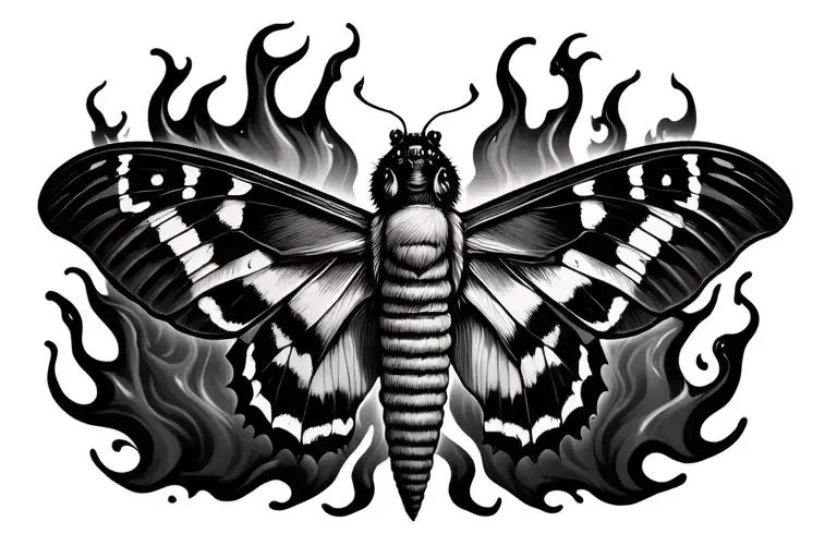 moth with female flame tattoo design idea