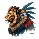 lion aztec warrior tattoo design idea