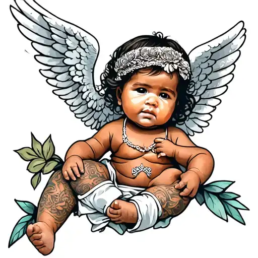 ghetto baby angel tattoo design idea