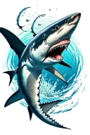 black tip reef shark swimming top view tattoo design idea