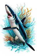 black tip reef shark swimming top view tattoo design idea