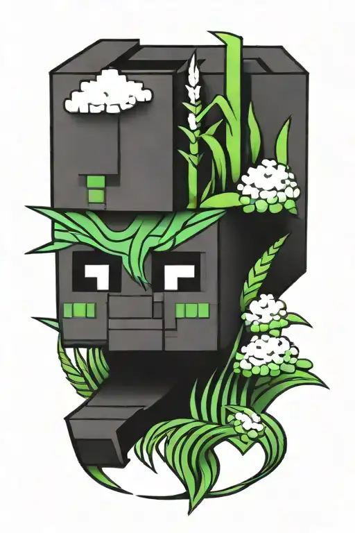 minecraft grass block tattoo design idea