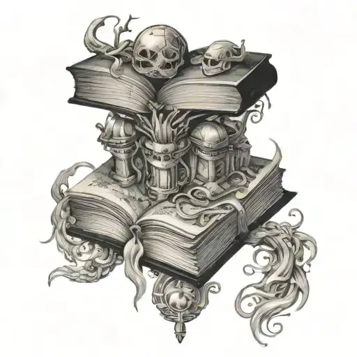 book and fantasy themed tattoo tattoo design idea