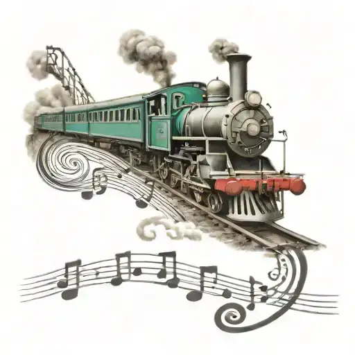 Music notes creative seafaring railway tattoo design idea