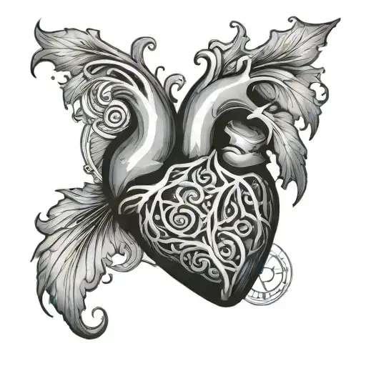 Heart with a B on the inside surrounded tattoo design idea