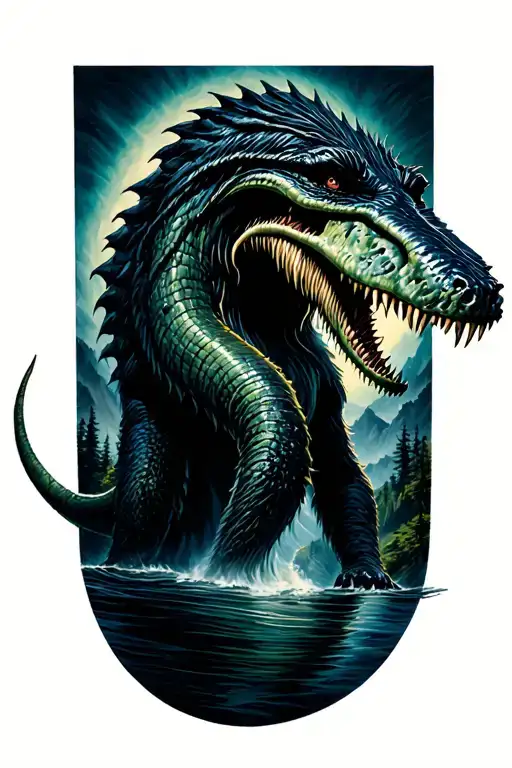 Loch Ness Monster and Bigfoot tattoo design idea