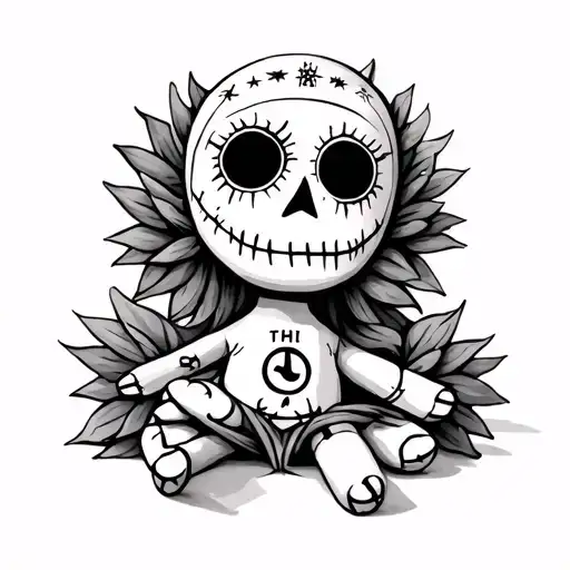 voodoo doll with zodiac signs tattoo design idea