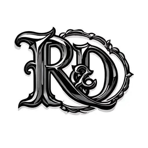 letters R & D intertwined with a chrome heArts denomic theme tattoo design idea