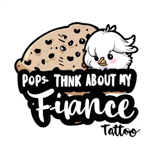 text "Pops" + chick + cookie + blonde on my chest to think about my fiancee tattoo design idea
