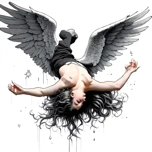 falling angel upside down tattoo design idea