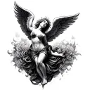 falling angel upside down tattoo design idea