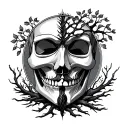 travel, sands of time, memento mori, half skull, guy fawkes, tree of life tattoo design idea