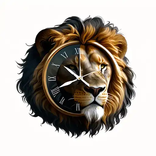 lion clock with a tattoo design idea