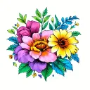 mix February, September, and December birth flowers together tattoo design idea