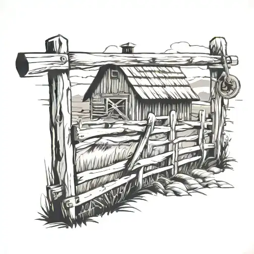 farm fence tattoo design idea