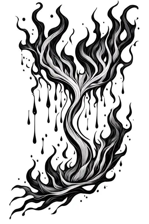 Fire and rain tattoo design idea