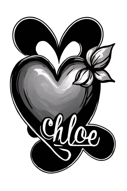 chloe name tattoo design featuring heart tattoo design idea