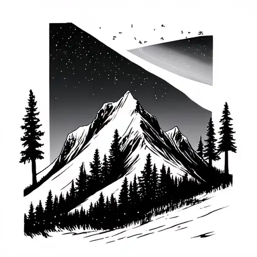 all of Big Dipper constellation, mt. mckinley, Alaska, northern lights, trees, Alaska imagery, snow,  tattoo design idea