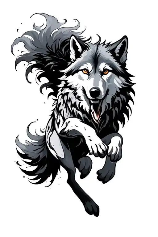 unique leaping wolf tribal scynthian tattoo tattoo design idea