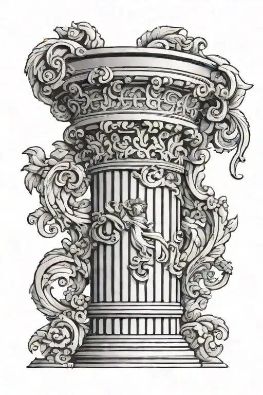 Hestia Greek Column background tattoo design idea