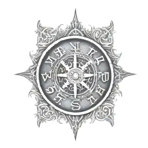 vegvisir viking compass 3d effect tattoo design idea