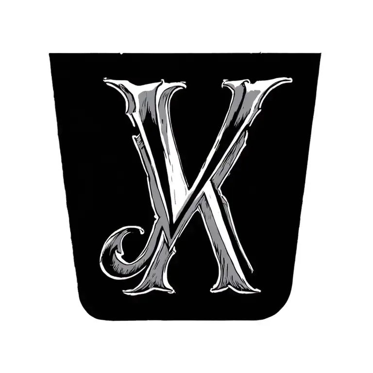 joined letters L C K W tattoo design idea