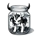 my little poney demon in a jar filled to knees with liquid  tattoo design idea