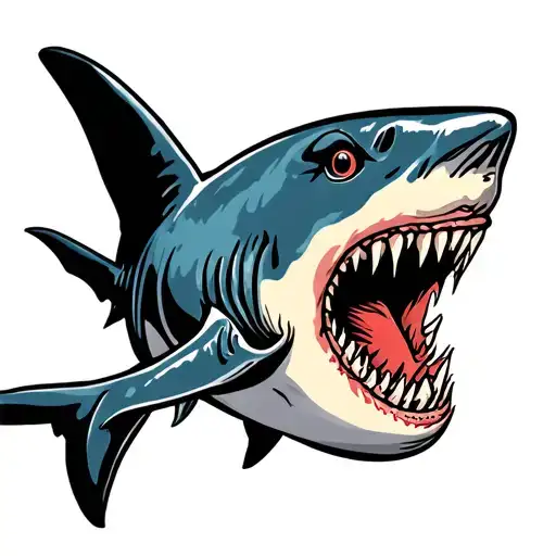 top down hammer head shark tattoo design idea