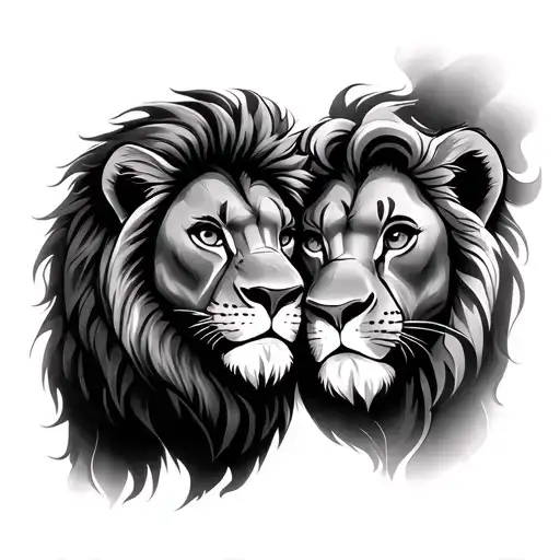 Mufasa and Simba from lion king  playing tattoo design idea