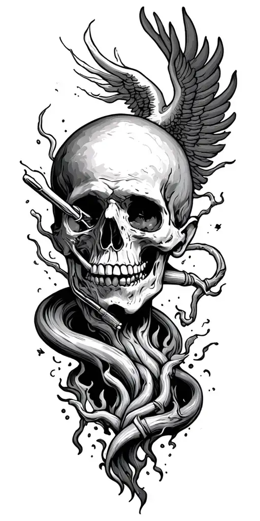 loner overcoming drugs from hell to heaven tattoo design idea