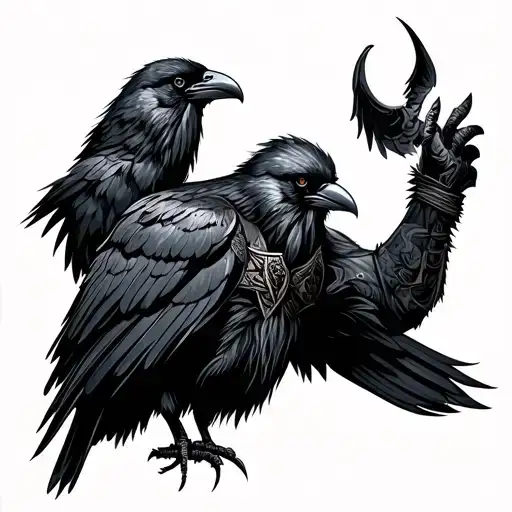 Viking with crow tattoo design idea