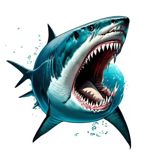 Scuba diver being eaten by shark tattoo design idea